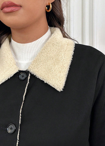 Чорно-білий демісезонне Пальто однобортне SHEIN