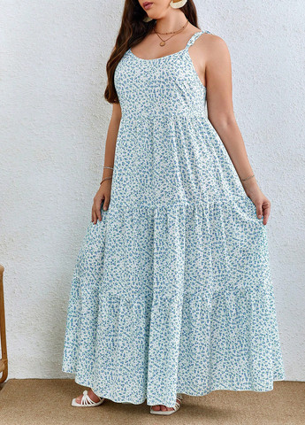 Блакитна кежуал сукня а-силует SHEIN з квітковим принтом