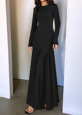Черное кэжуал платье а-силуэт SHEIN однотонное