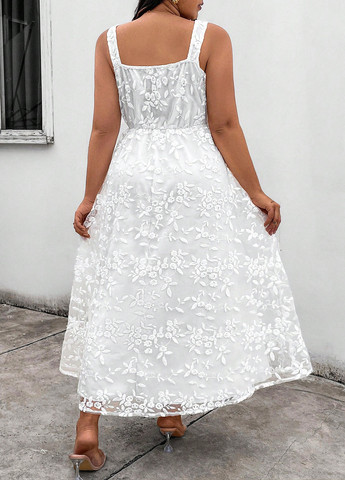 Білий святковий, кежуал сукня кльош SHEIN з квітковим принтом