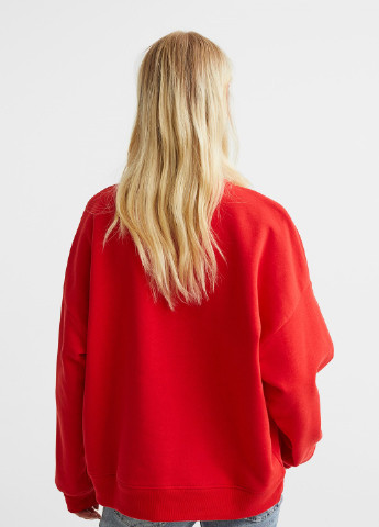 Свитшот H&M - крой рисунок красный кэжуал - (254112224)