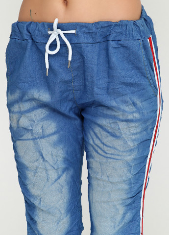 Синие джинсовые летние зауженные брюки Miss Kelly