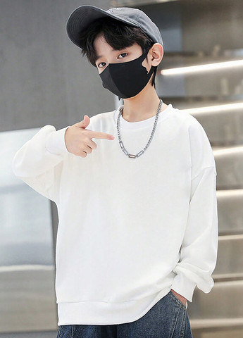 SHEIN свитшот рисунок белый кэжуал полиэстер