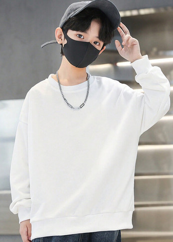 SHEIN свитшот рисунок белый кэжуал полиэстер