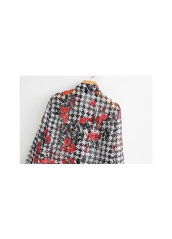 Красная демисезонная блуза женская с цветочным принтом rose Berni Fashion 58623