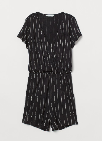 Комбинезон H&M комбинезон-шорты полоска чёрно-белого кэжуал полиэстер