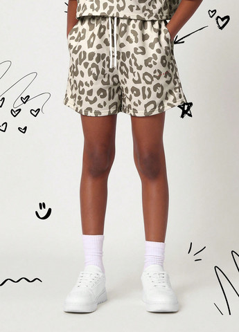 Світло-бежевий літній костюм (футболка, шорти) SHEIN