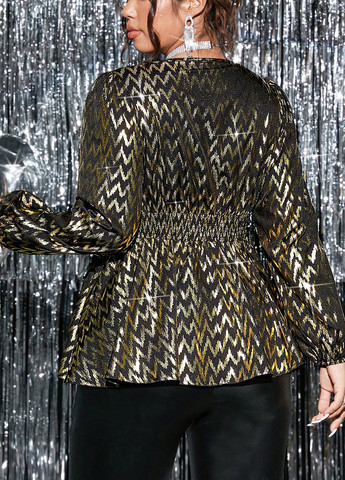 Золота блуза з баскою, на запах SHEIN