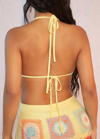 Желтый летний комплект (купальный лиф, юбка) SHEIN
