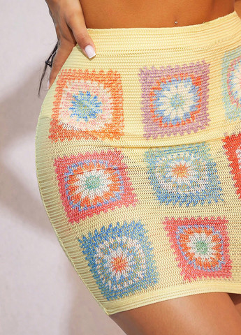 Желтый летний комплект (купальный лиф, юбка) SHEIN