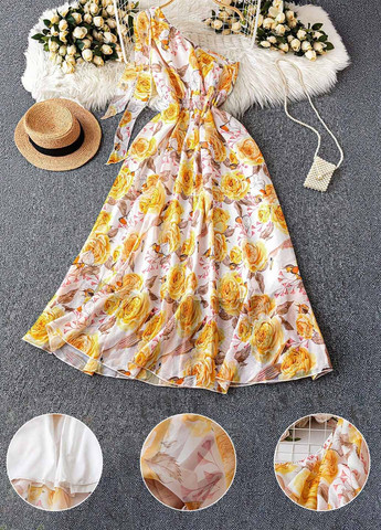 Комбинированное праздничный, кэжуал платье а-силуэт SHEIN с цветочным принтом