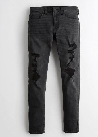 Черные демисезонные скинни джинсы Hollister