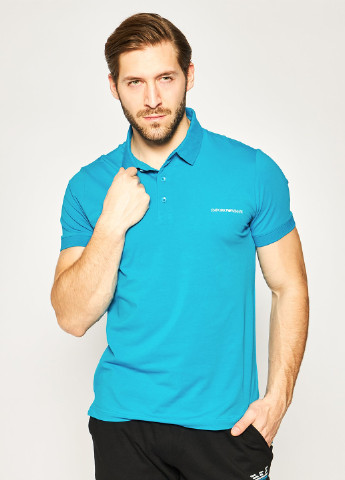 Голубой мужская футболка поло EA7