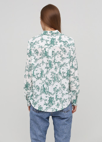 Белая кэжуал рубашка с цветами H&M
