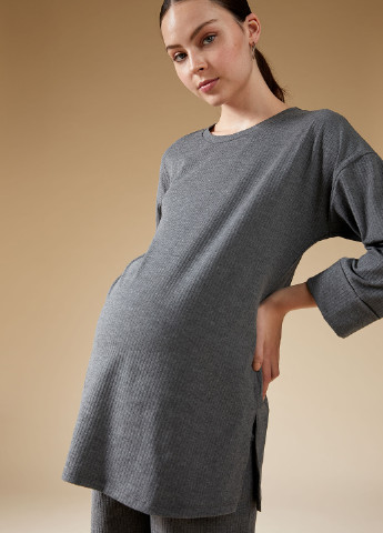 Туніка для вагітних DeFacto меланж темно-сіра кежуал поліестер, трикотаж