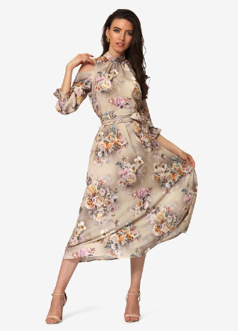 Бежевое кэжуал платье Lila Kass розы