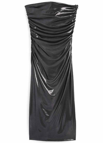 Темно-сіра коктейльна, вечірня сукня з відкритими плечима C&A однотонна