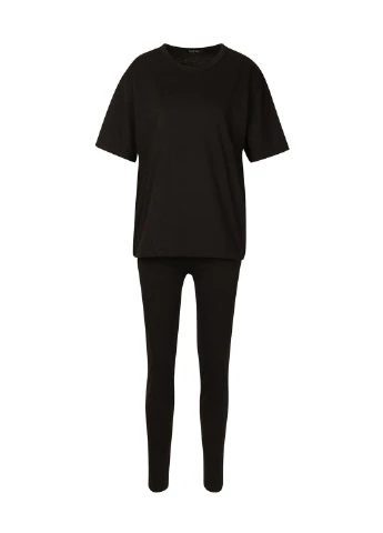 Черный демисезонный комплект (футболка, лосины) Boohoo