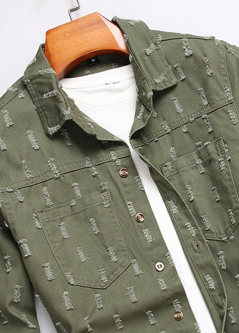 Зеленая джинсовая рубашка однотонная SHEIN