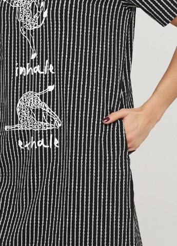 Черное домашнее платье платье-футболка Hays в полоску