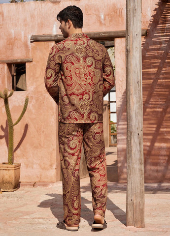 Терракотовый демисезонный костюм (рубашка, брюки) SHEIN