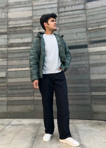 Серый демисезонный кэжуал лонгслив Uniqlo меланж