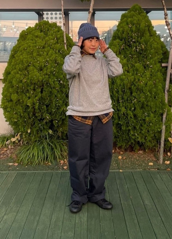 Серый демисезонный кэжуал лонгслив Uniqlo меланж