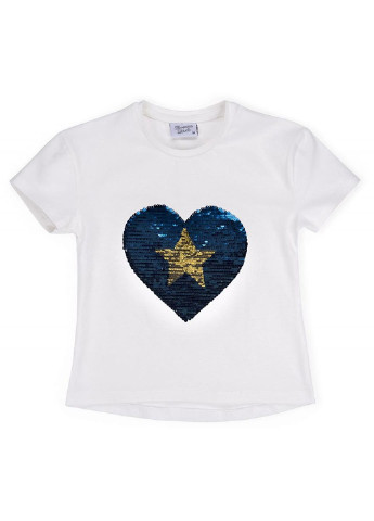 Синяя демисезонная футболка детская с сердцем перевертышем (9287-116g-blue) Breeze