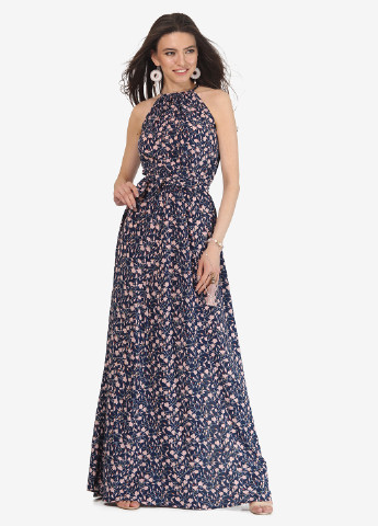 Темно-синя вечірня сукня в стилі армпір Lila Kass з квітковим принтом