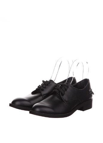 Черные женские кэжуал туфли с аппликацией на низком каблуке - фото