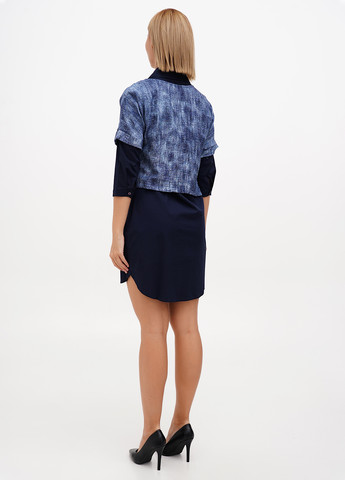 Темно-синій демісезонний комплект (сукня, блуза) Sassofono Club