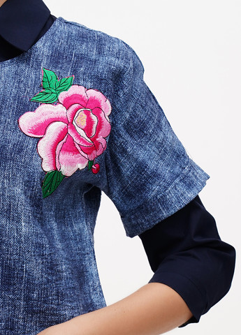 Темно-синій демісезонний комплект (сукня, блуза) Sassofono Club