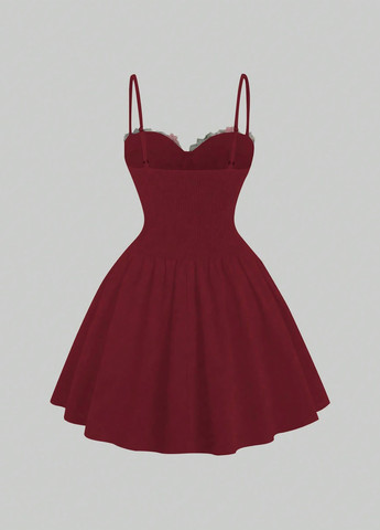 Вишнева коктейльна сукня SHEIN однотонна