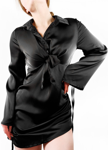 Черное кэжуал платье рубашка Boohoo однотонное