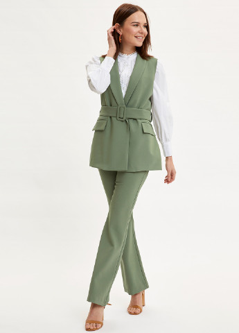 Пиджак DeFacto оливковый кэжуал костюмная, полиэстер