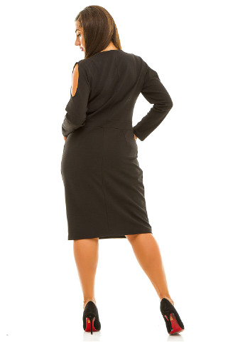 Черное кэжуал платье с длинным рукавом Lady Style