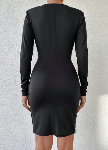 Черное кэжуал, деловое платье силуэтная SHEIN однотонное