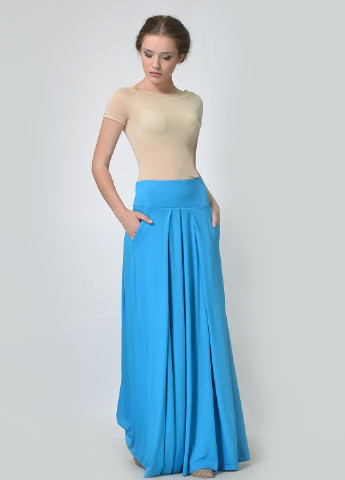 Голубая кэжуал однотонная юбка Lila Kass а-силуэта (трапеция)