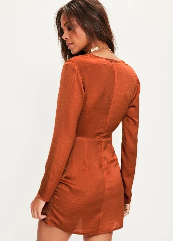 Теракотова коктейльна сукня Missguided однотонна