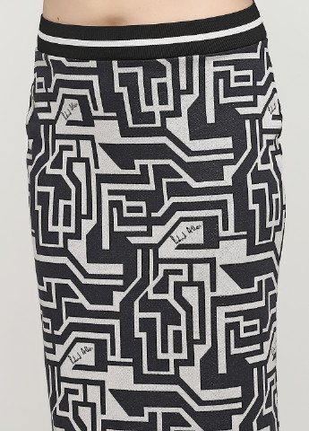 Черно-белая кэжуал с геометрическим узором юбка H&M карандаш