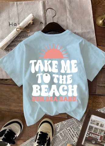 Голубая летняя футболка SHEIN