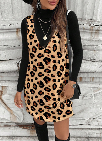 Демисезонный женский сарафан SHEIN леопардовый