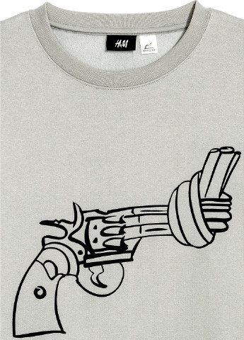 Свитшот H&M - крой рисунок серо-бежевый кэжуал - (95194372)