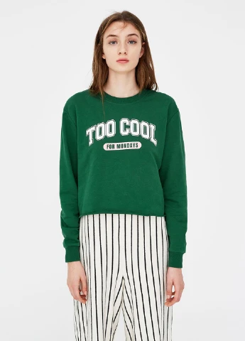 Зелений світшоти Pull & Bear напис без декору (243646877)