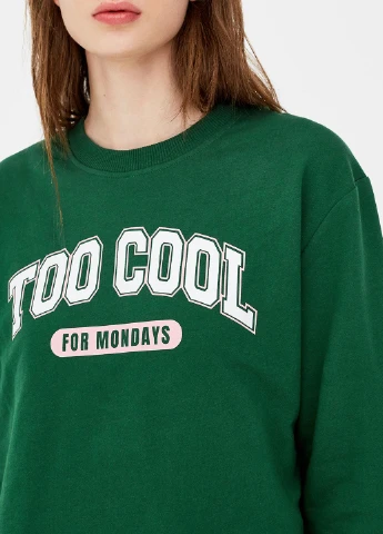 Зелений світшоти Pull & Bear напис без декору (243646877)