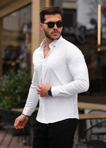 Белая кэжуал, классическая рубашка однотонная Trend Collection