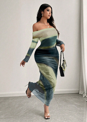 Комбінована вечірня сукня а-силует SHEIN тай-дай