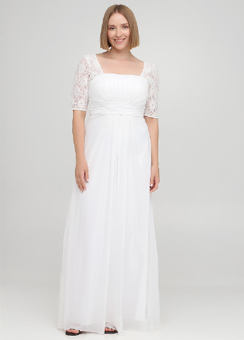 Белое свадебное платье с открытой спиной, в стиле ампир Ever Pretty однотонное