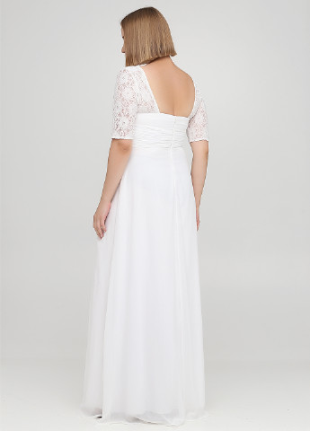 Белое свадебное платье с открытой спиной, в стиле ампир Ever Pretty однотонное