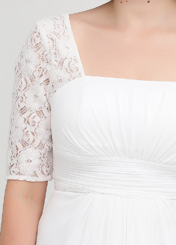 Білий весільна плаття, сукня з відкритою спиною, в стилі армпір Ever Pretty однотонна